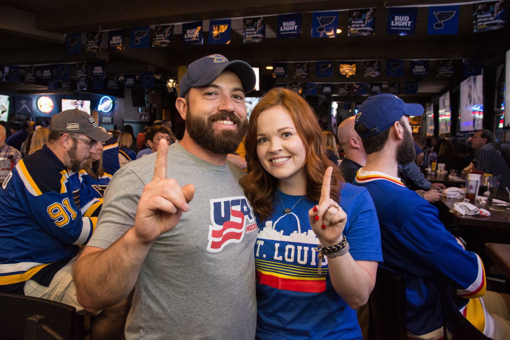 Blues Fans at Syberg's on Dorsett during Stanley Cup Final Game